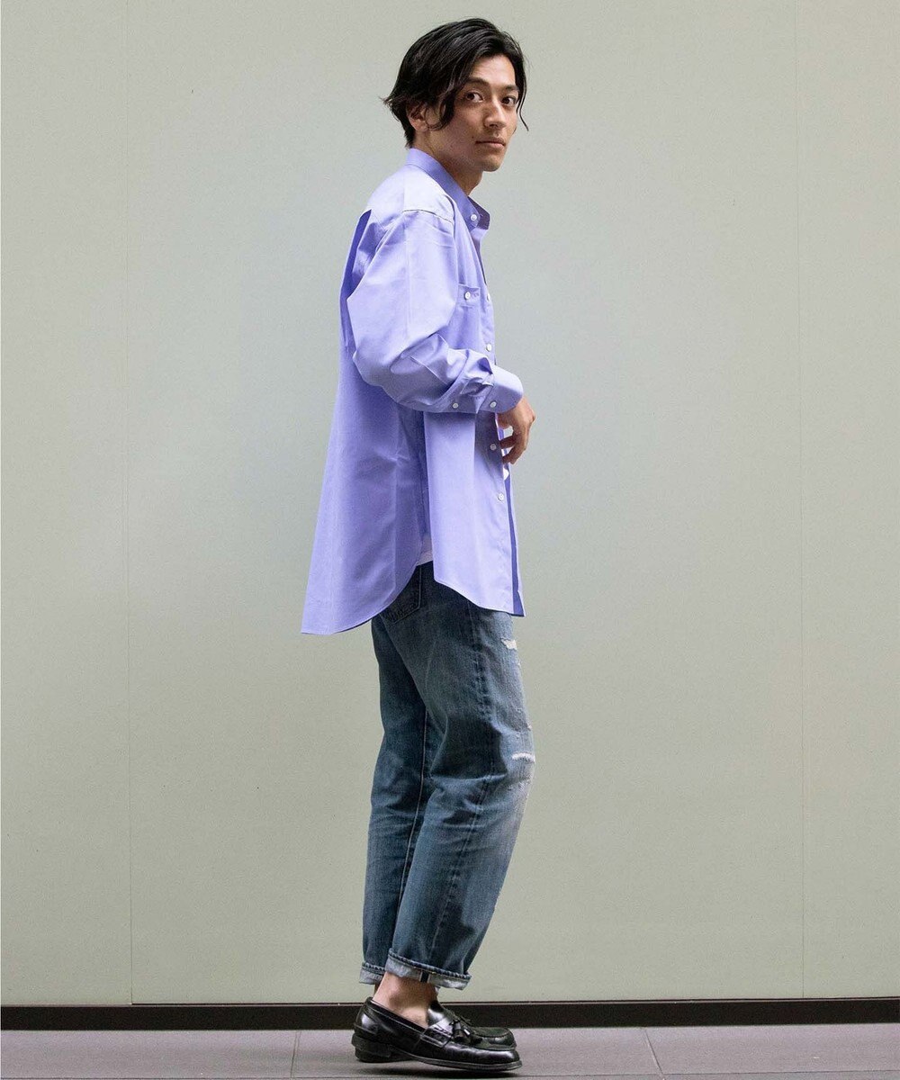 KASHIYAMA GIZA 100/2 バンドカラーシャツ 