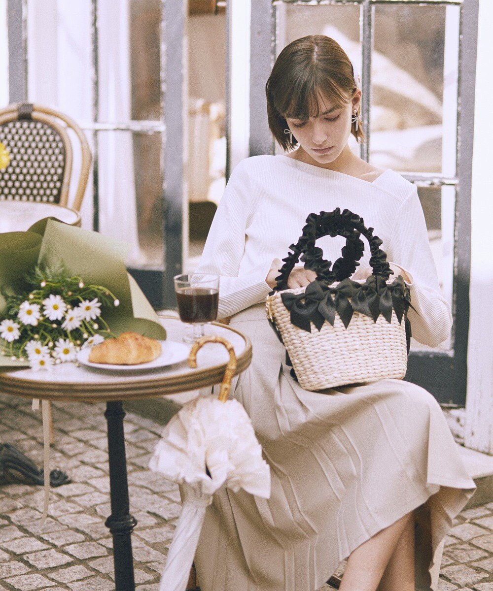 Maison de FLEUR 【2Way】フリルハンドルメイズリボン2Wayカゴバッグ 