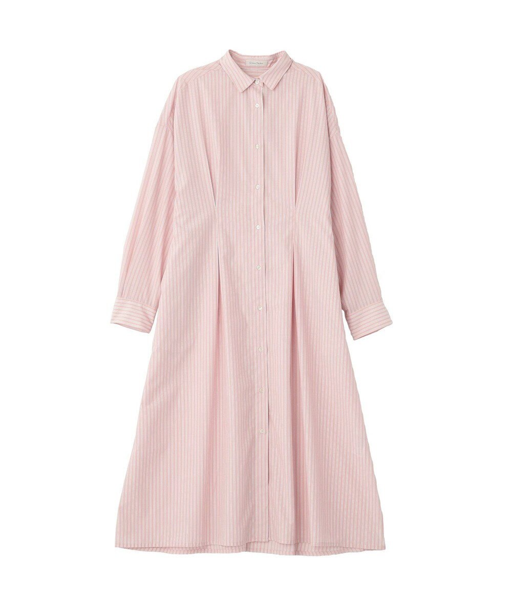 Green Parks イージーケア抜け衿ウエストタックシャツワンピース 