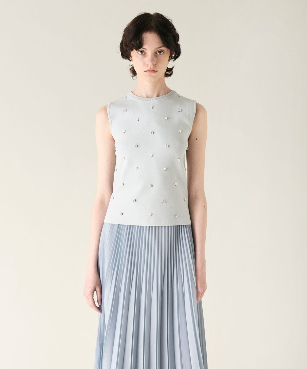 GRACE CONTINENTAL ビジューニットトップ 