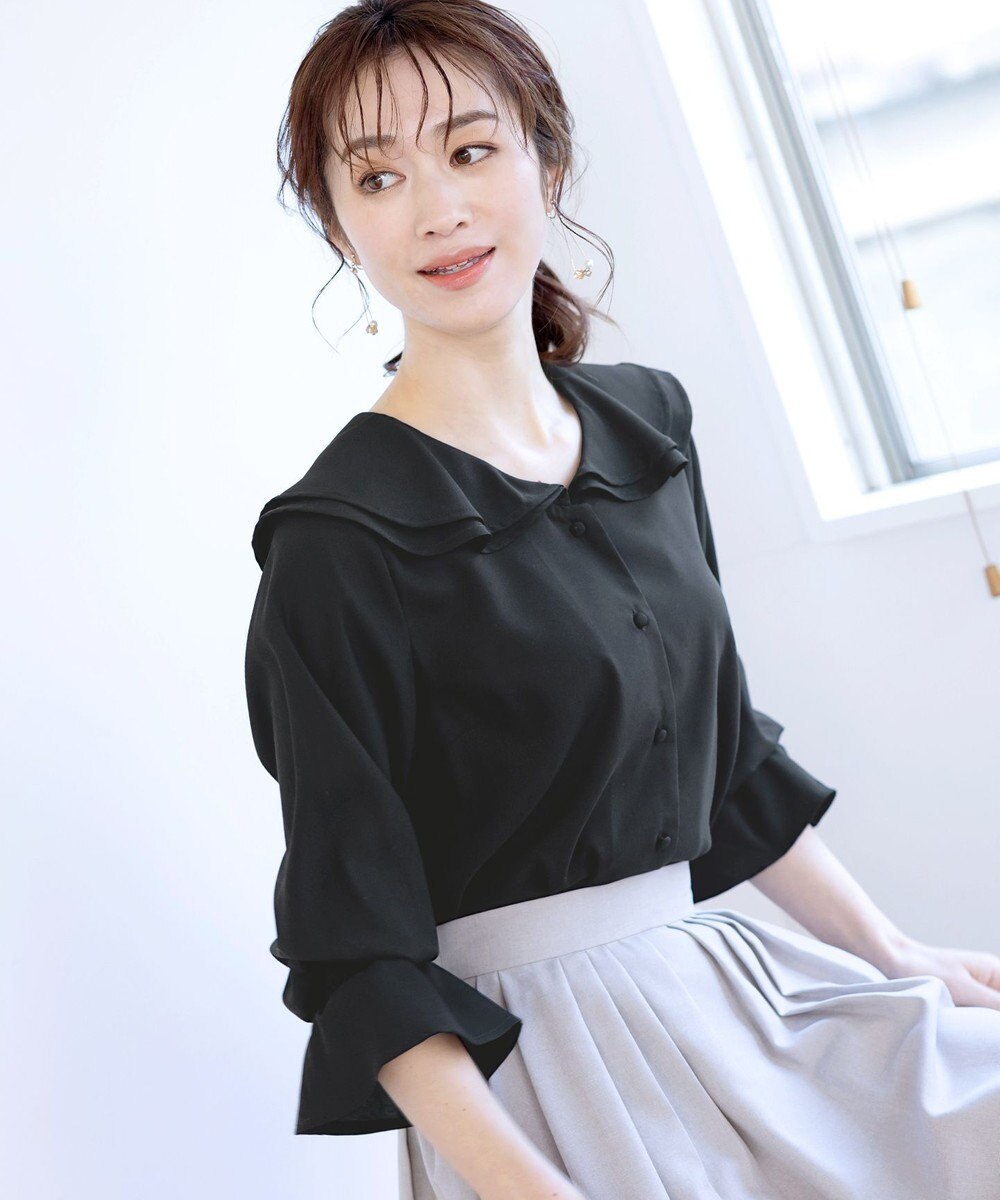 Tiaclasse L 【洗える】フレアカラーブラウス 