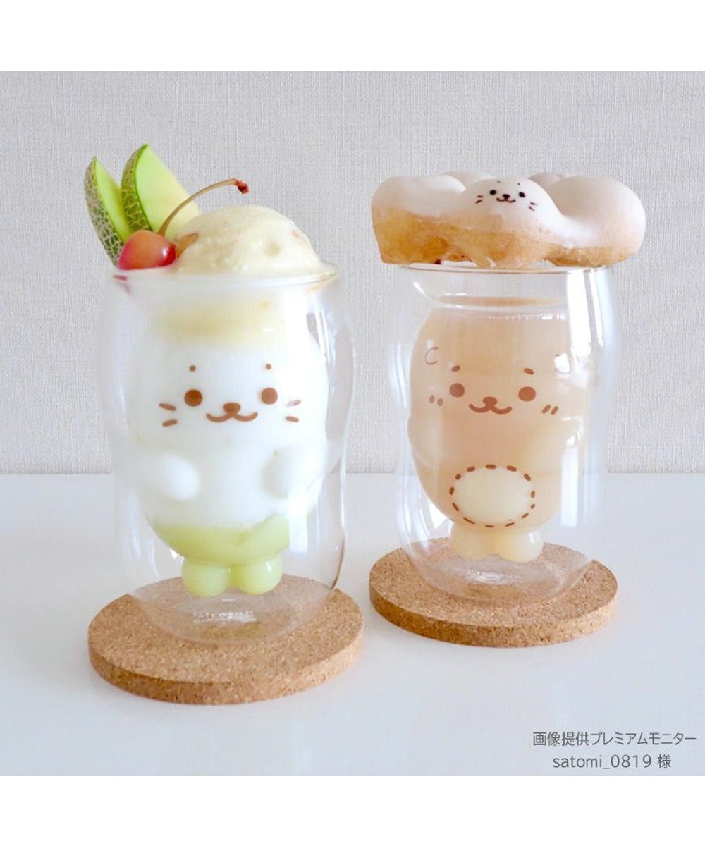 しろたん ｗウォールグラス 単品 グラス 2層構造グラス インスタ映え カップル キッズ 子供 デザート カフェ ギフト プレゼント かわいい キャラクター あざらし アザラシ マザーガーデン Mother Garden ファッション通販 公式通販 オンワード クローゼット