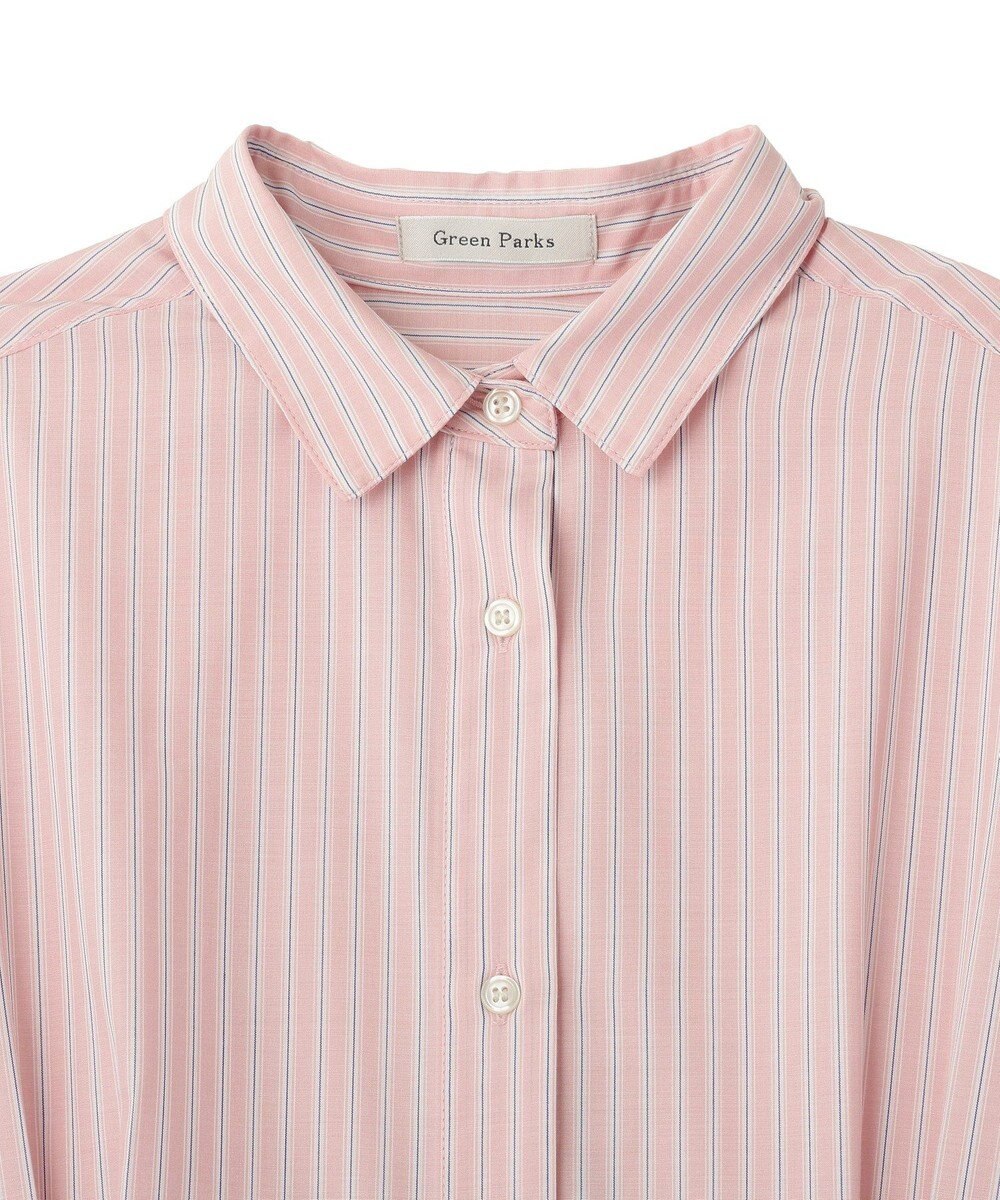 Green Parks イージーケア抜け衿ウエストタックシャツワンピース 