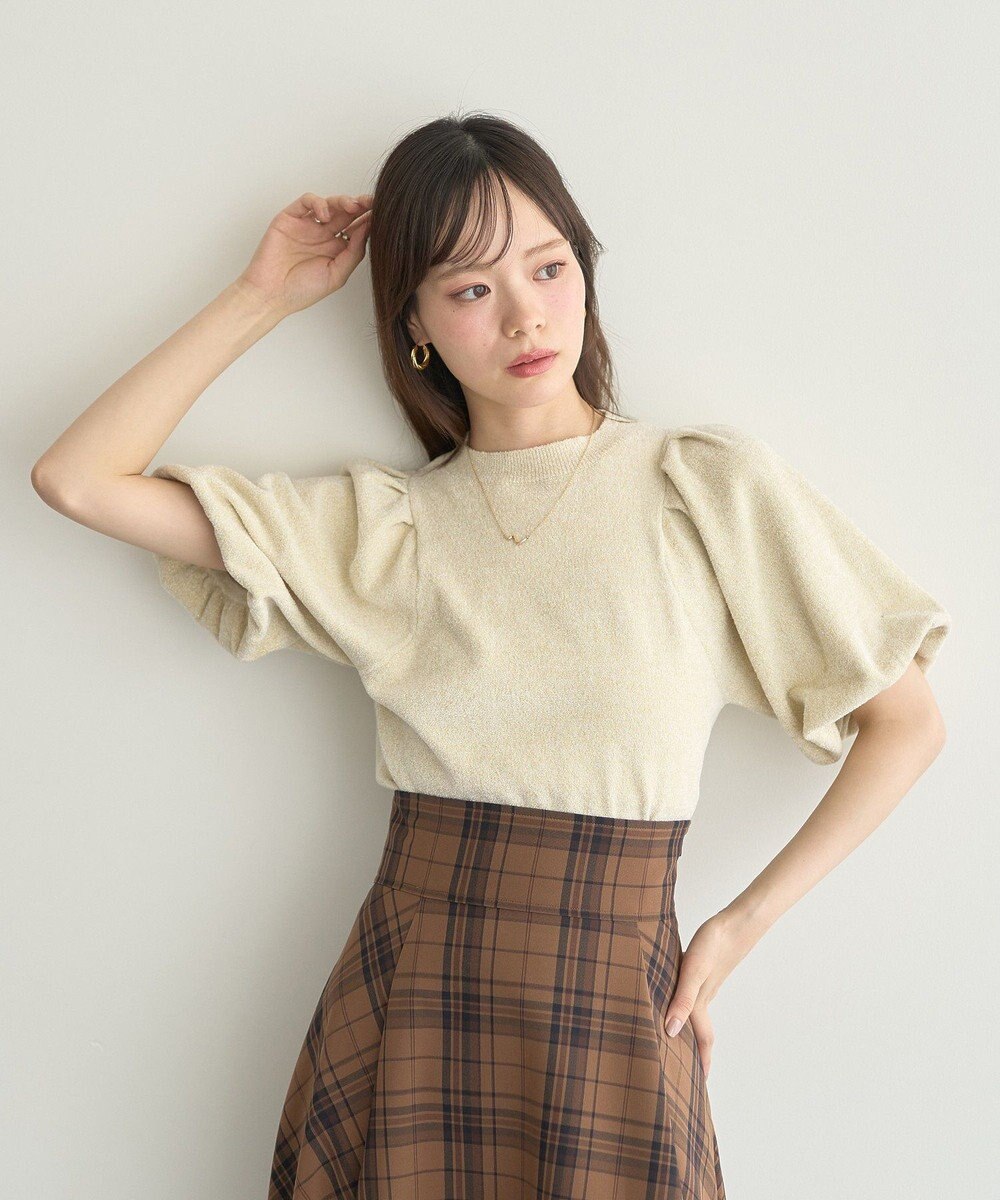 earth music&ecology ラメモールパフスリニットプルオーバー 