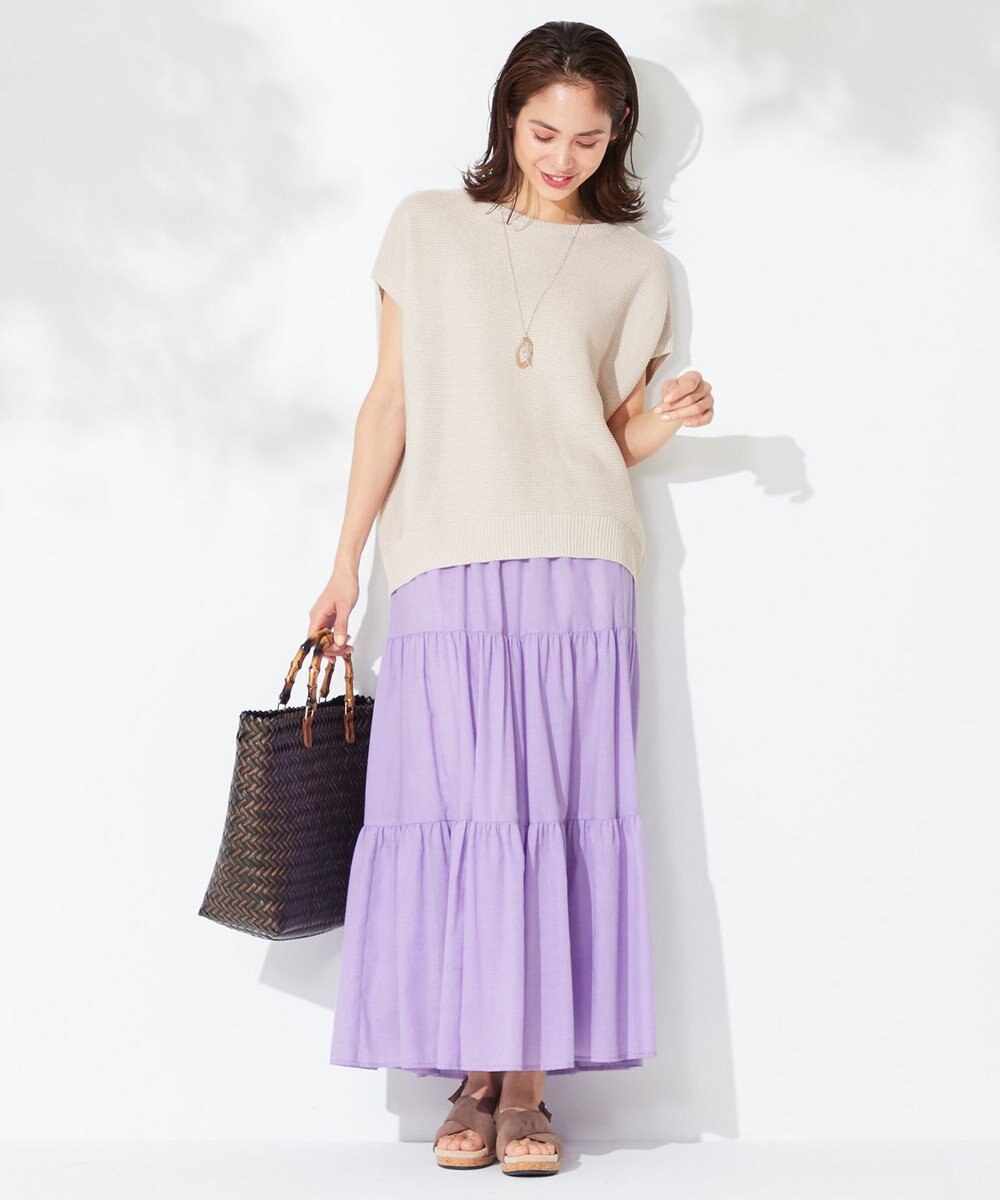 ANY 【ウエストゴム】シャンブレーライクティアード スカート 