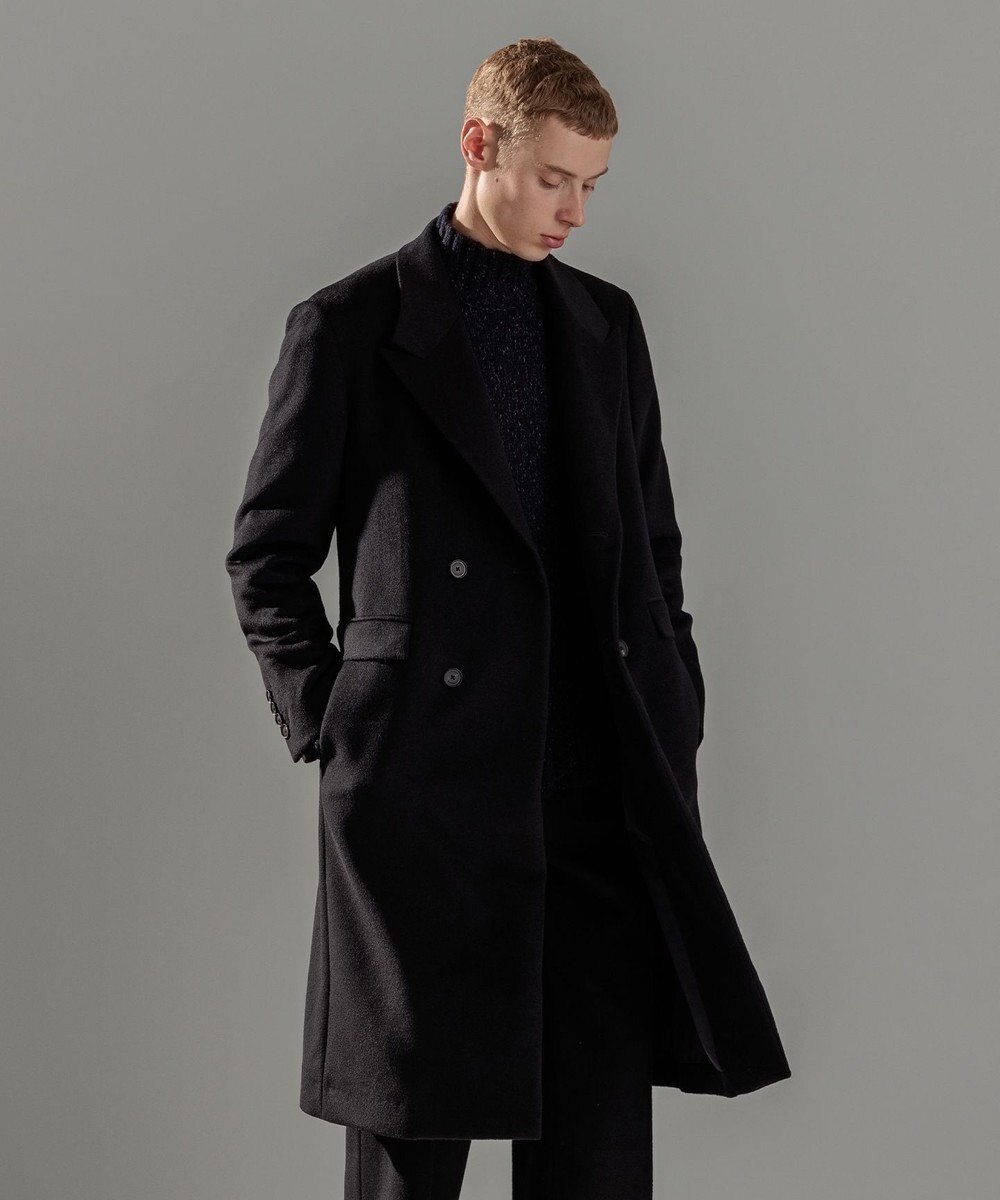 JOSEPH HOMME 【WEB限定】グロッシーウール　ダブルブレストチェスターコート 