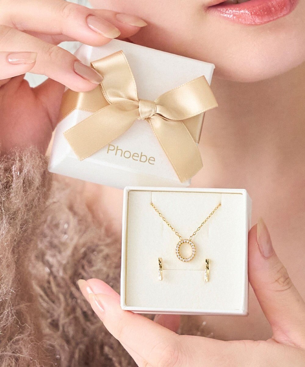 Phoebe 【数量限定】パヴェモチーフネックレス&ツイストイヤリングセット/BOX&ショッパー付き 