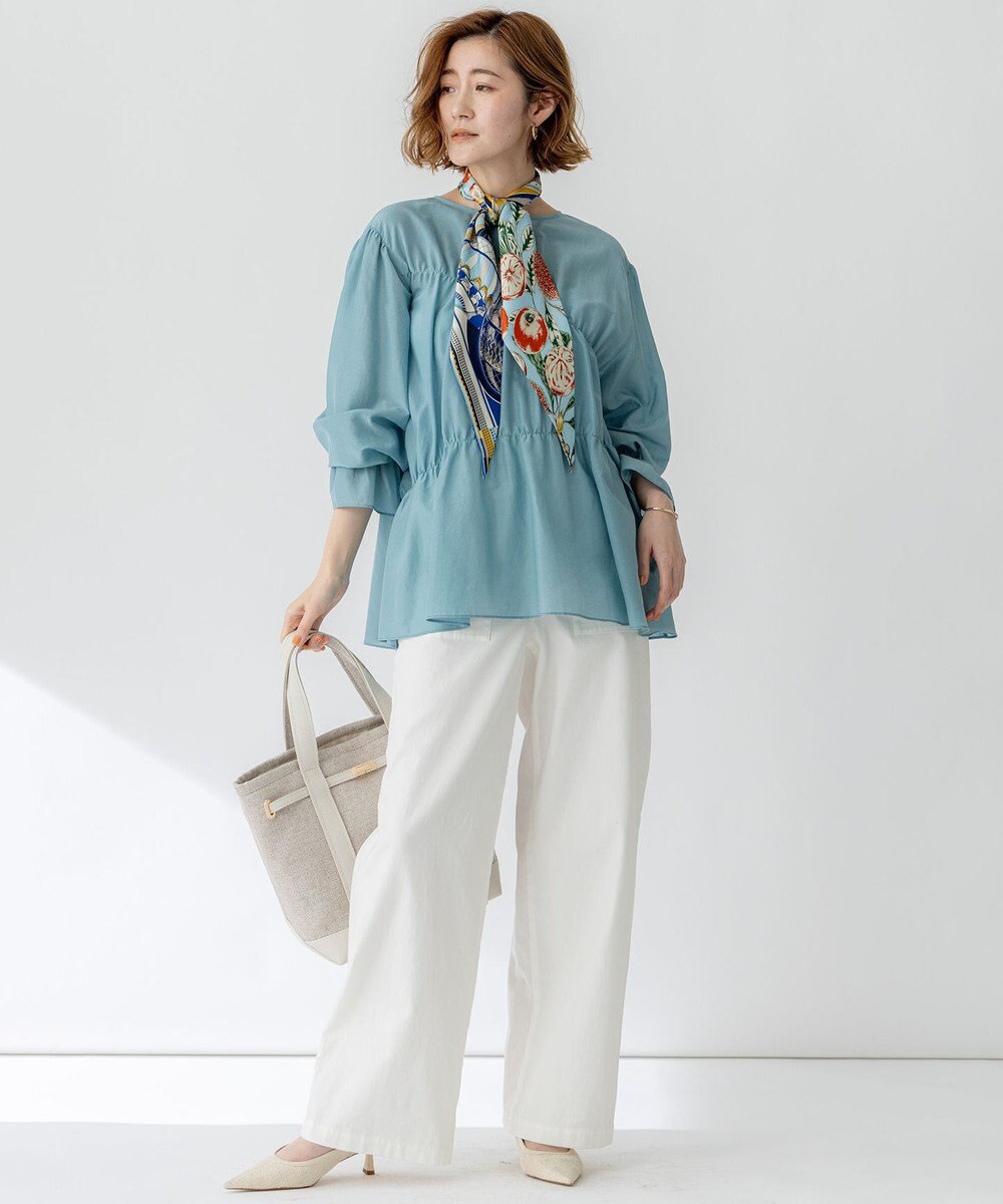 23区 【洗える】スラブツイルストレッチ ワイド パンツ 