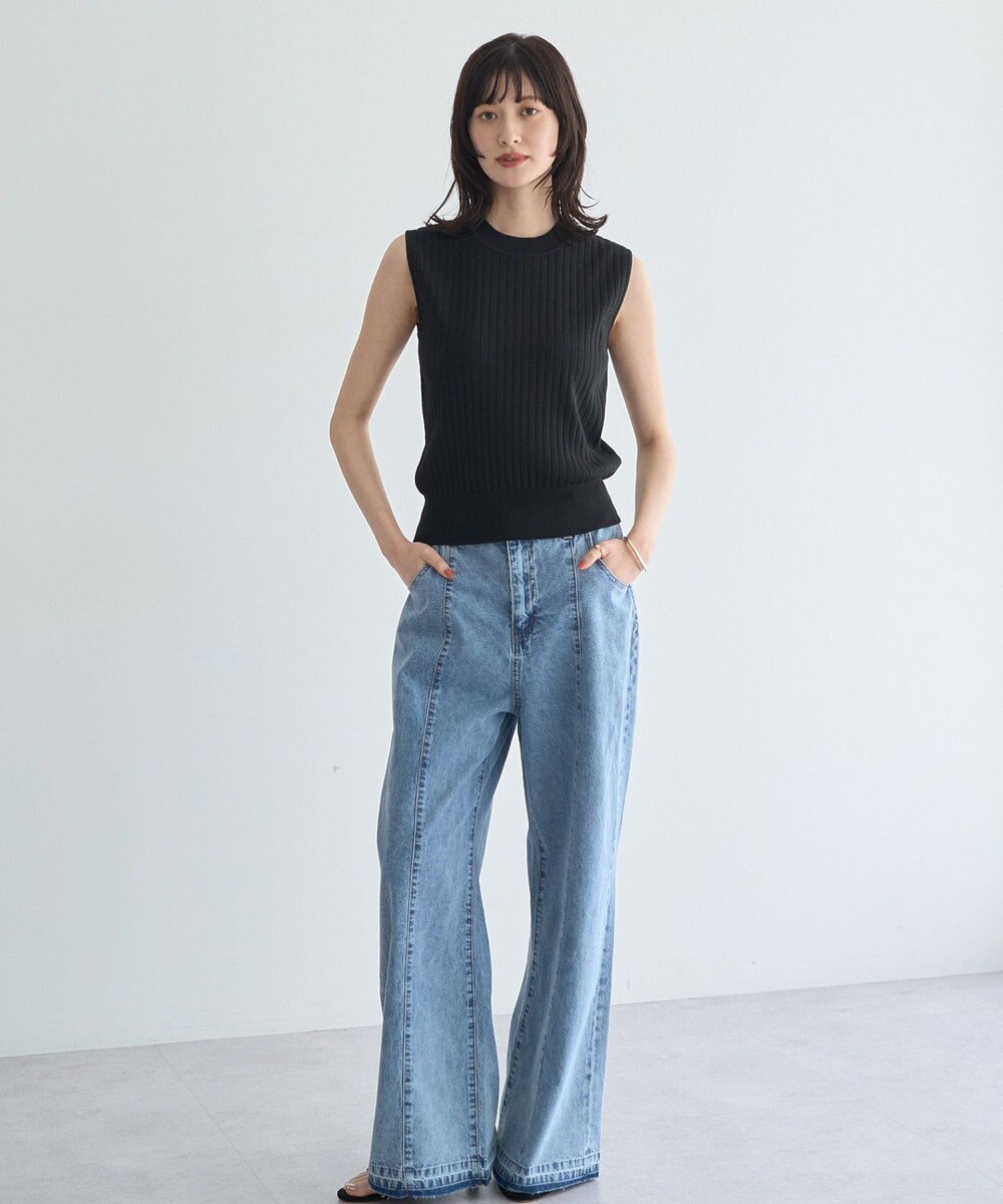 YECCA VECCA 【マシンウォッシャブル】ノースリーブリブニット 