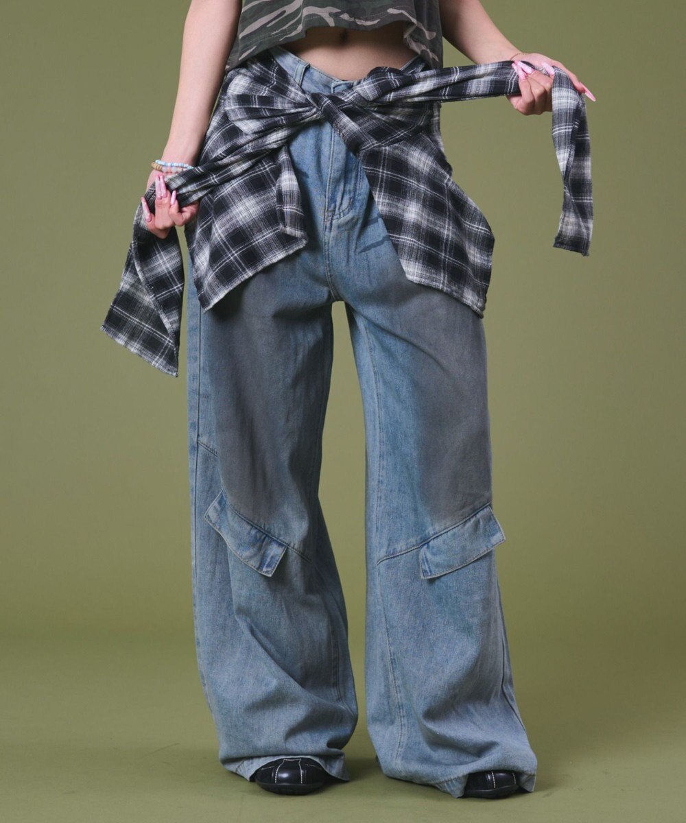 WEGO フェイクシャツスリーブデニム 