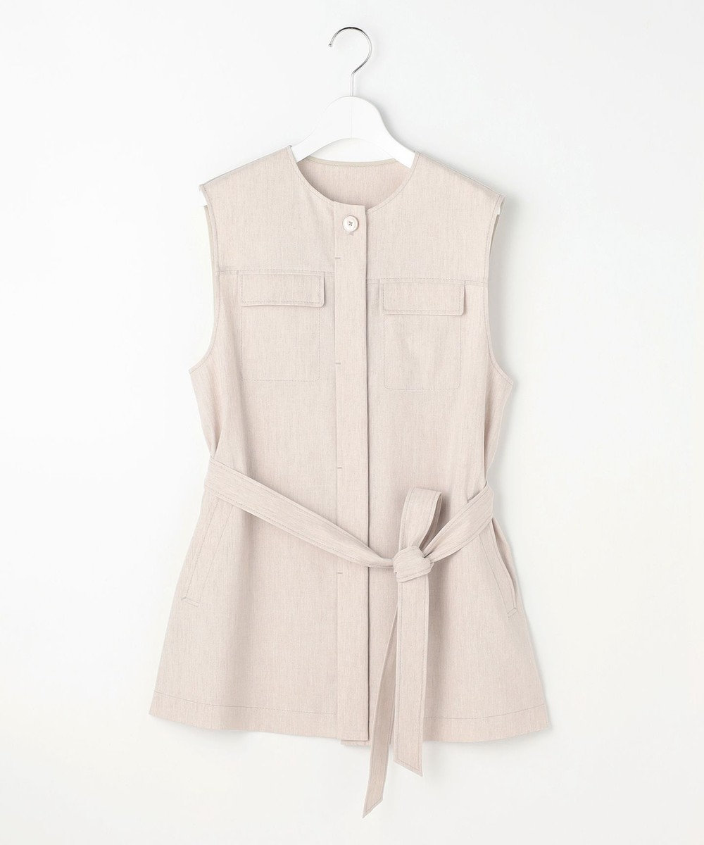 自由区 S 【セットアップ対応】リネンストレッチ ジレ 