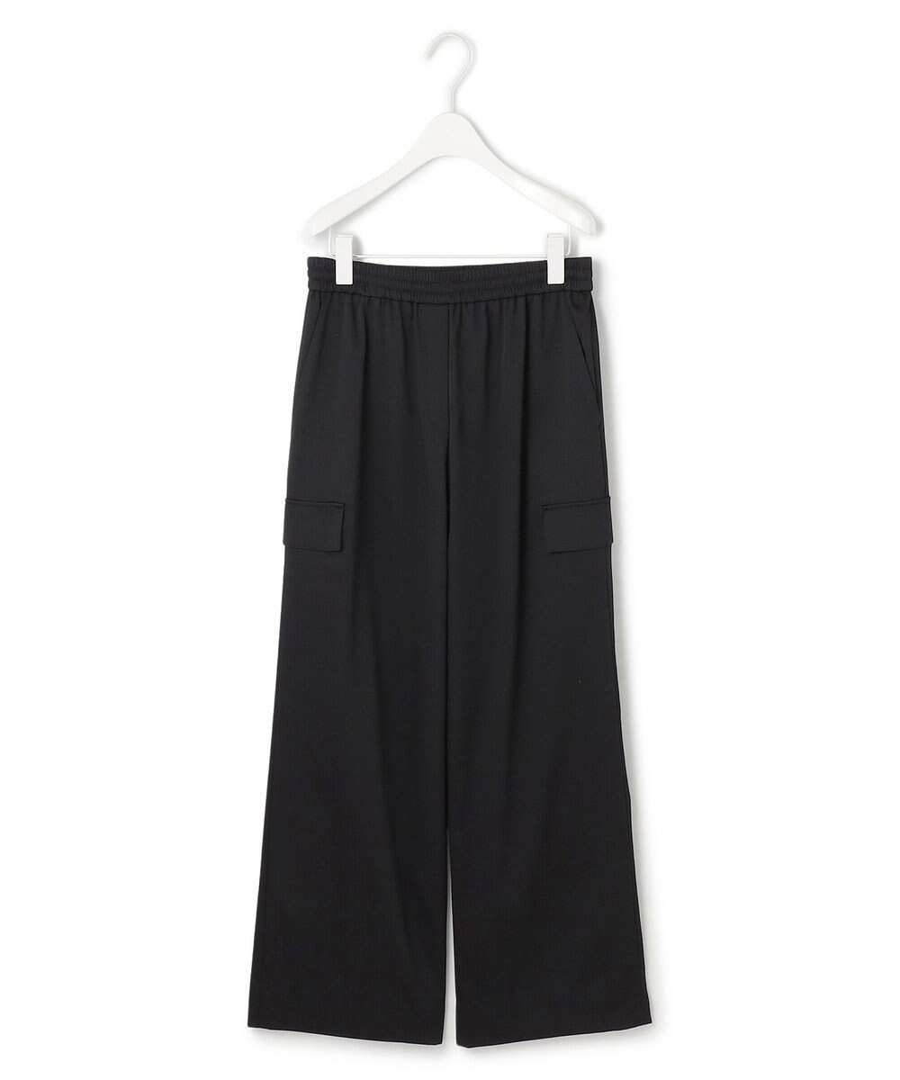 ICB 【洗える】ウォームサテン ワイドストレートカーゴパンツ 