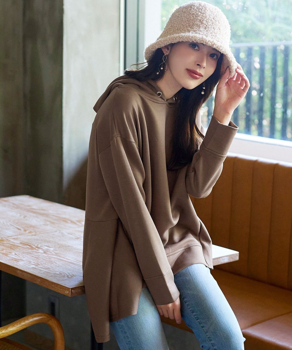 Tiaclasse 【洗える】バックフレアダンボールパーカー 