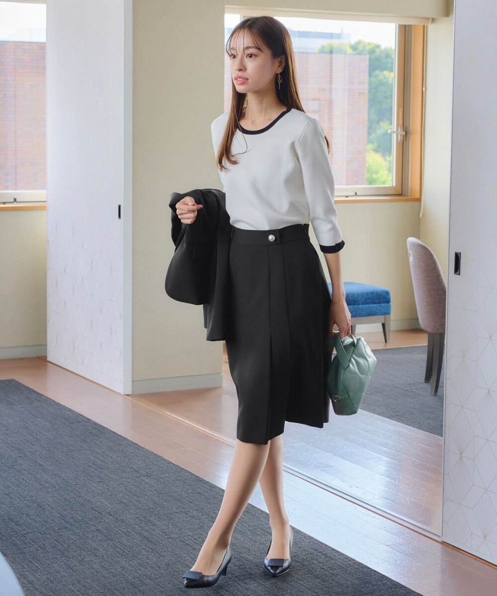 Tiaclasse 【洗える】リボン袖配色ニットトップス 