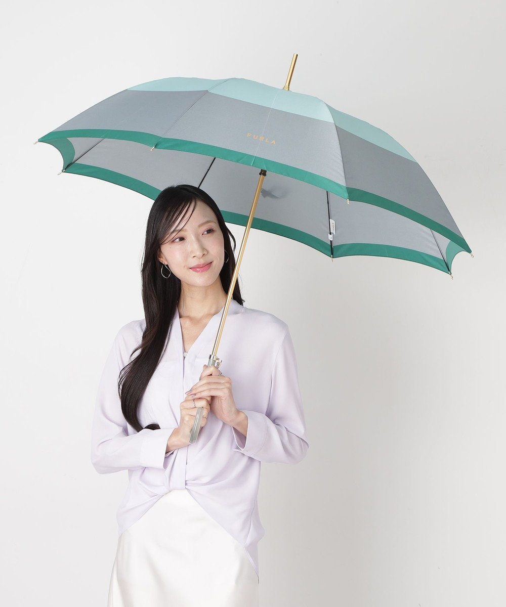 MOONBAT FURLA(フルラ) カラーボーダー 雨傘 長傘 大きめ 耐風  60cm 日本製 
