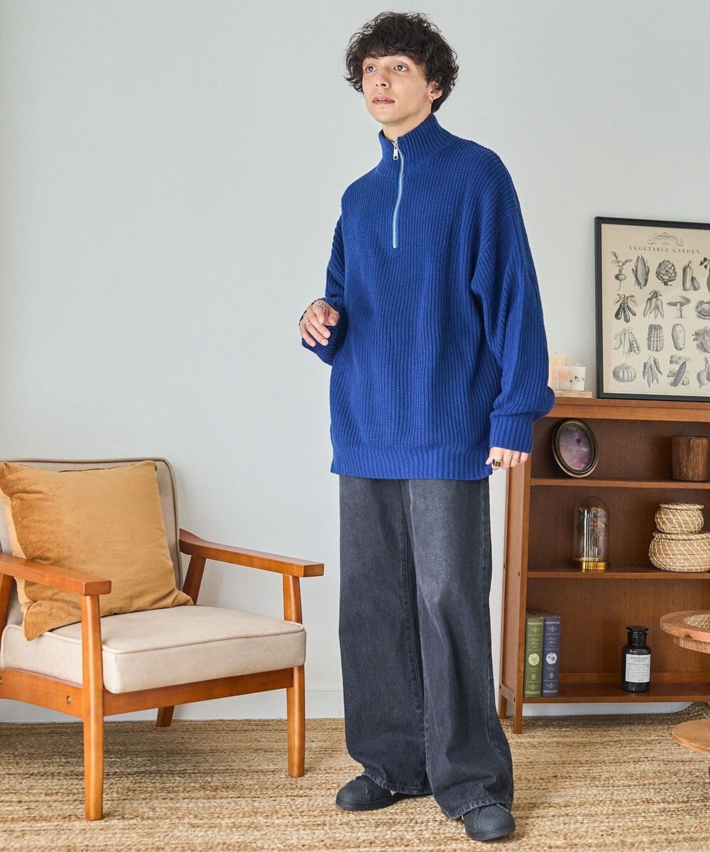 WEGO ルーズフィットハーフZIPプルオーバー 