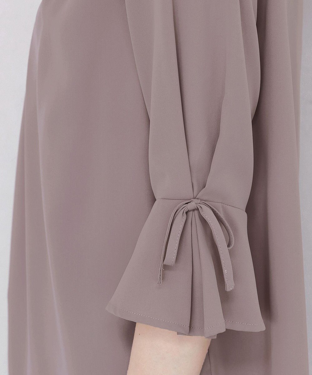 Tiaclasse L 【洗える】リボン付きタックスリーブチュニックブラウス 