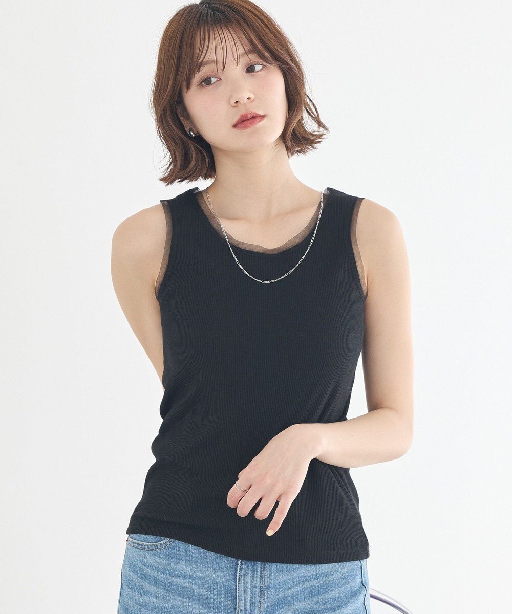 earth music&ecology エッジチュールラメテレコタンクトップ 