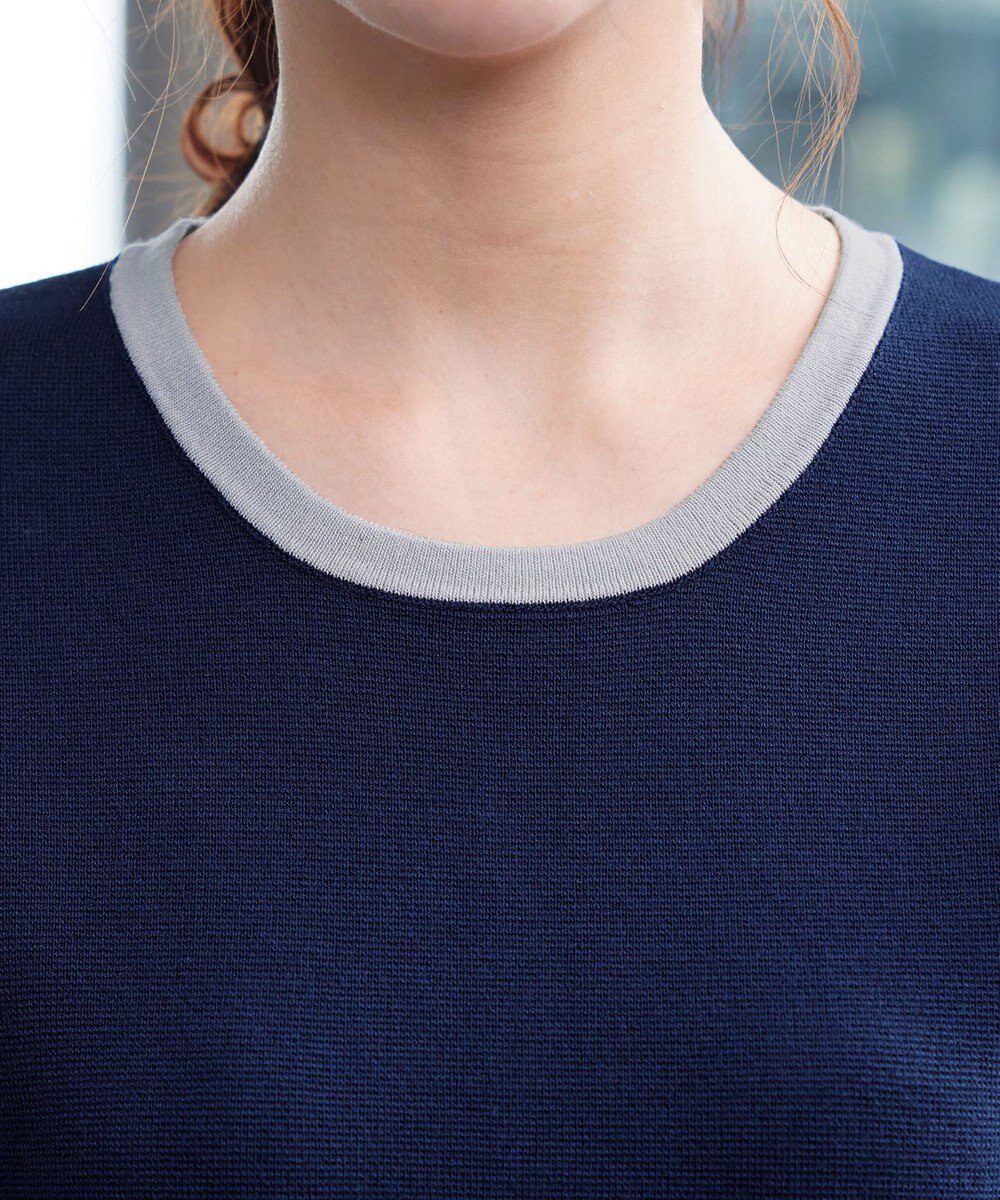 Tiaclasse 【洗える】リボン袖配色ニットトップス 