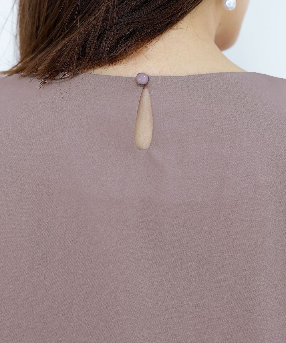 Tiaclasse L 【洗える】リボン付きタックスリーブチュニックブラウス 