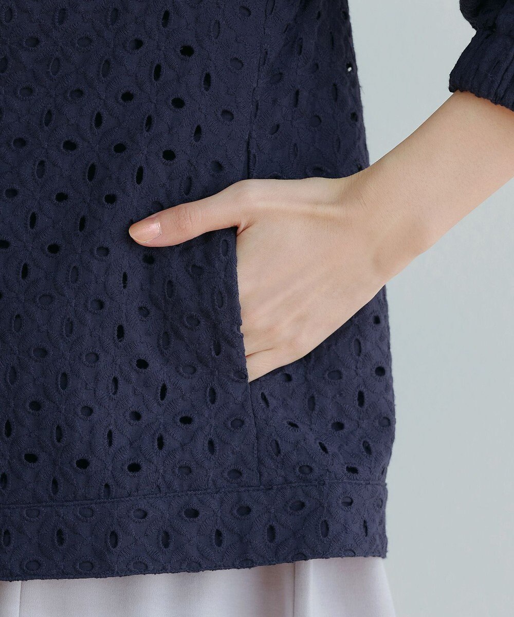 Tiaclasse L 【洗える】パンチングレースブルゾン 