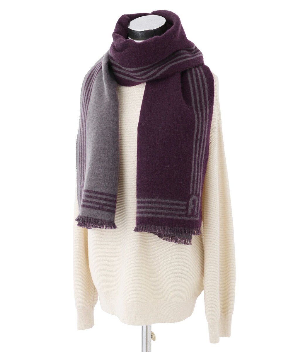 MOONBAT FURLA ウール100%リバーシブルジャカードマフラー/幅40cm 