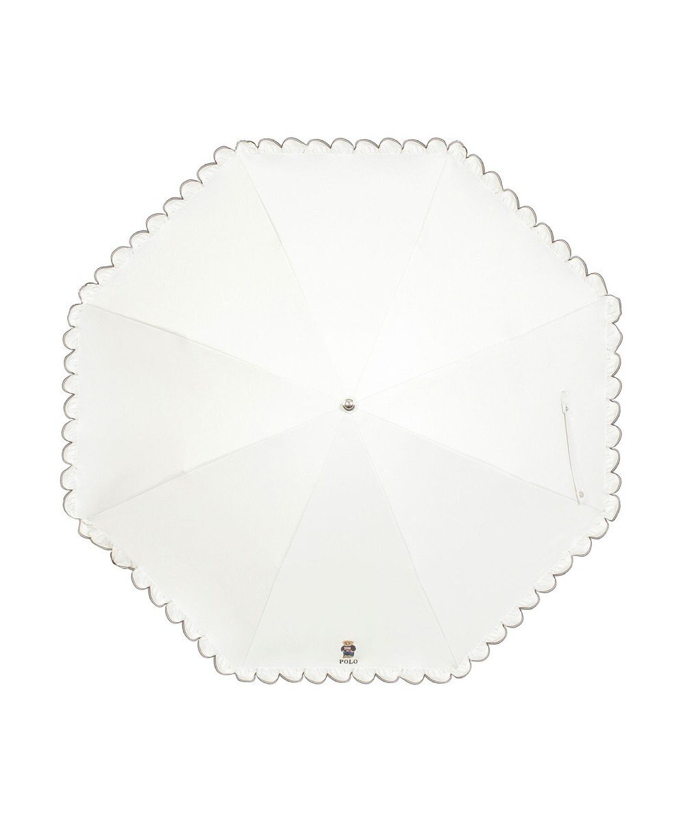 MOONBAT 【WEB限定/遮光率100%/遮熱/UV】POLO RALPH LAUREN（ポロ ラルフローレン）晴雨兼用日傘 ワンポイント ポロベア刺繍 フリル 折りたたみ傘 長折タイプ 