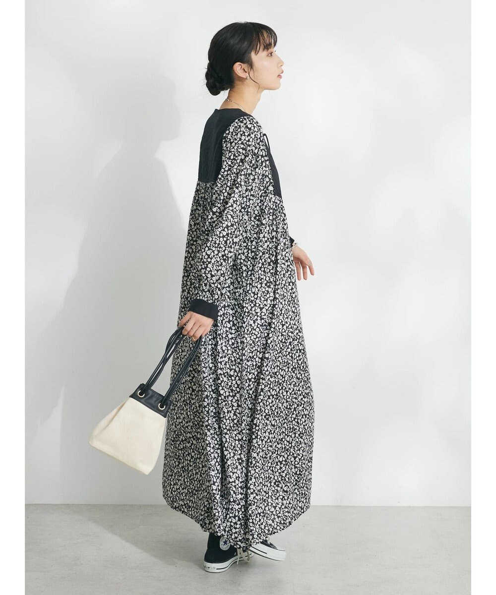 CRAFT STANDARD BOUTIQUE インド綿混キルト切替花柄ワンピース 