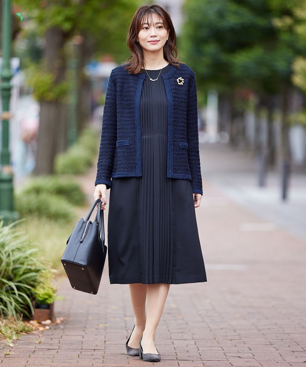 J.PRESS LADIES 【洗える】TWEED KNIT カーディガン 