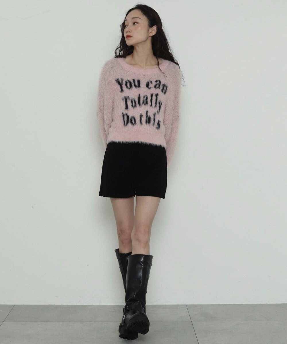 WEGO ロゴシャギーショートニット 