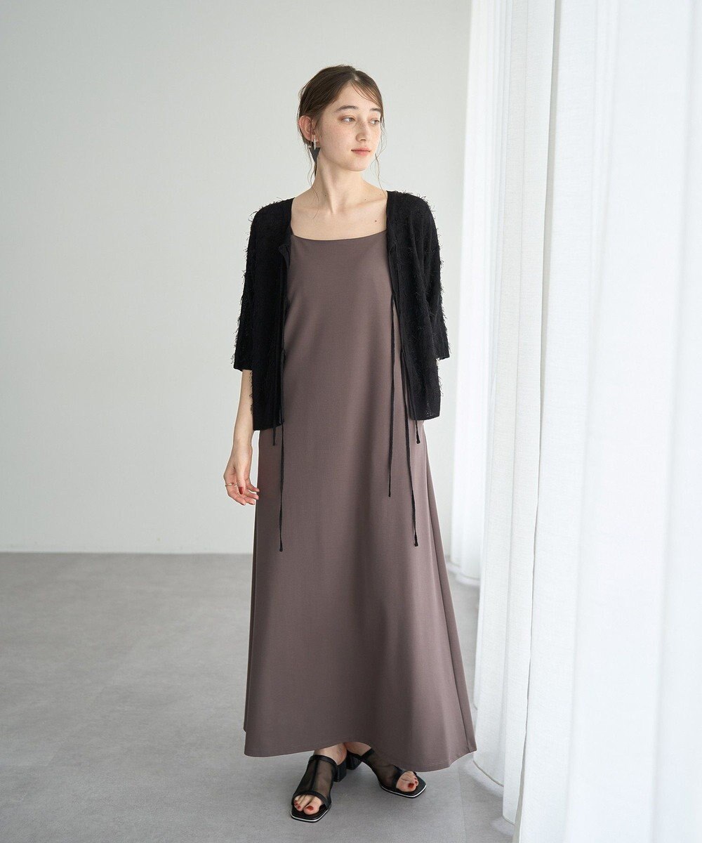 YECCA VECCA 2wayリボンフリンジニットカーディガン 