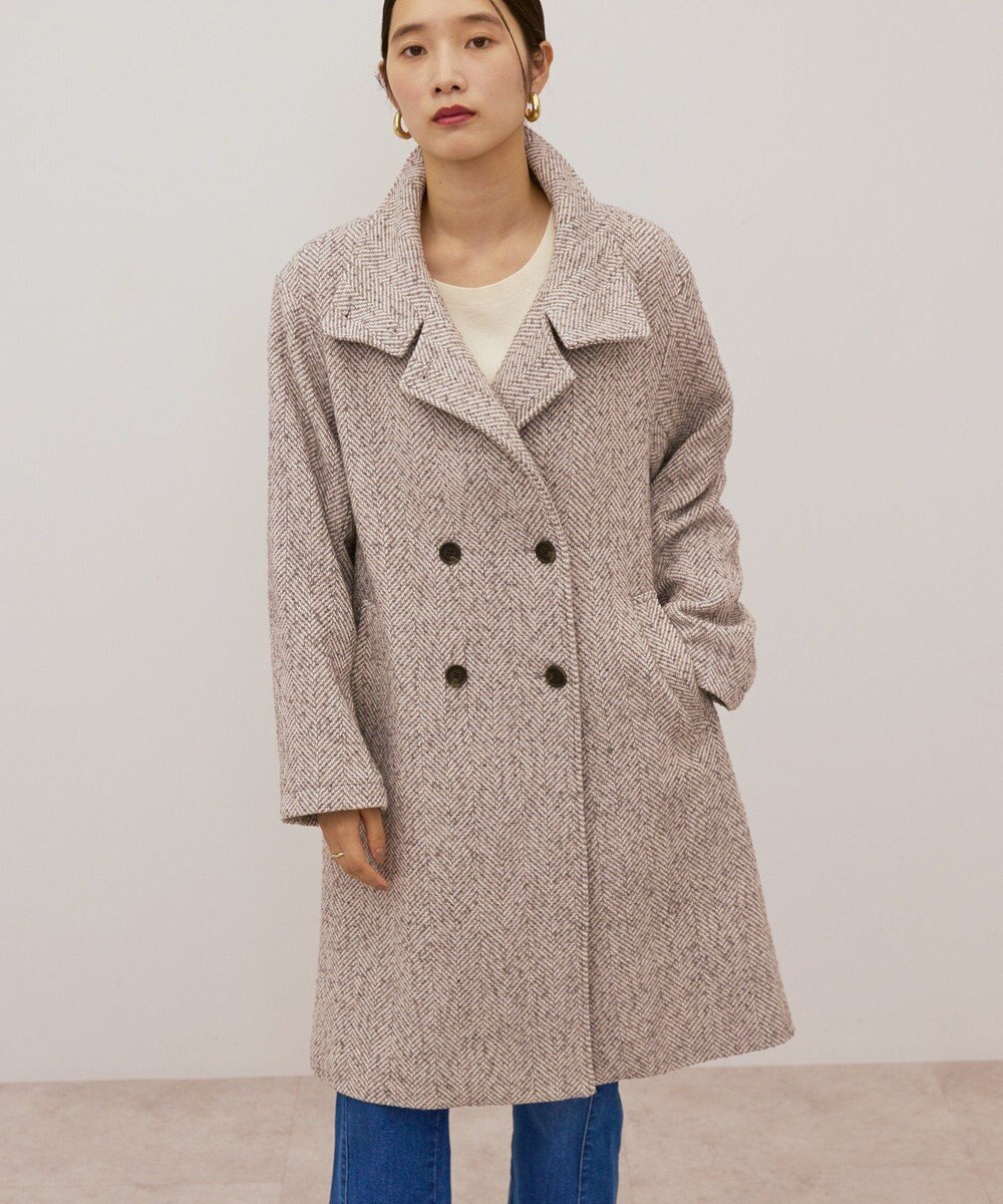 AMERICAN HOLIC ヘリンボーンスタンドカラーコート 