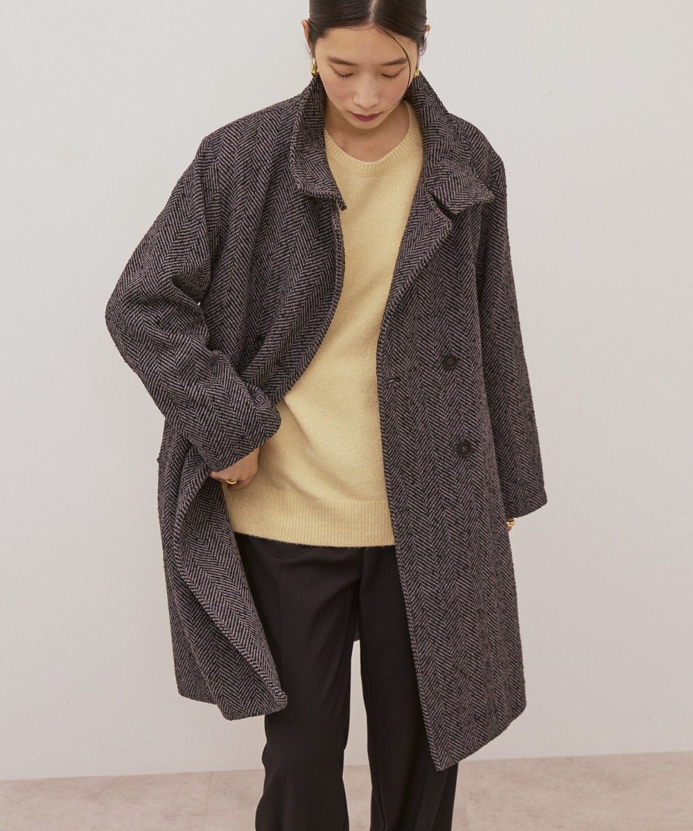 AMERICAN HOLIC ヘリンボーンスタンドカラーコート 