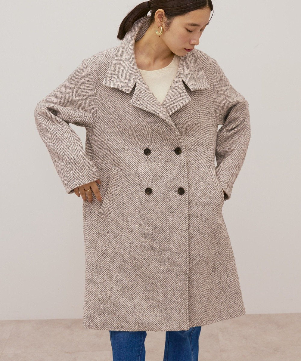 AMERICAN HOLIC ヘリンボーンスタンドカラーコート 