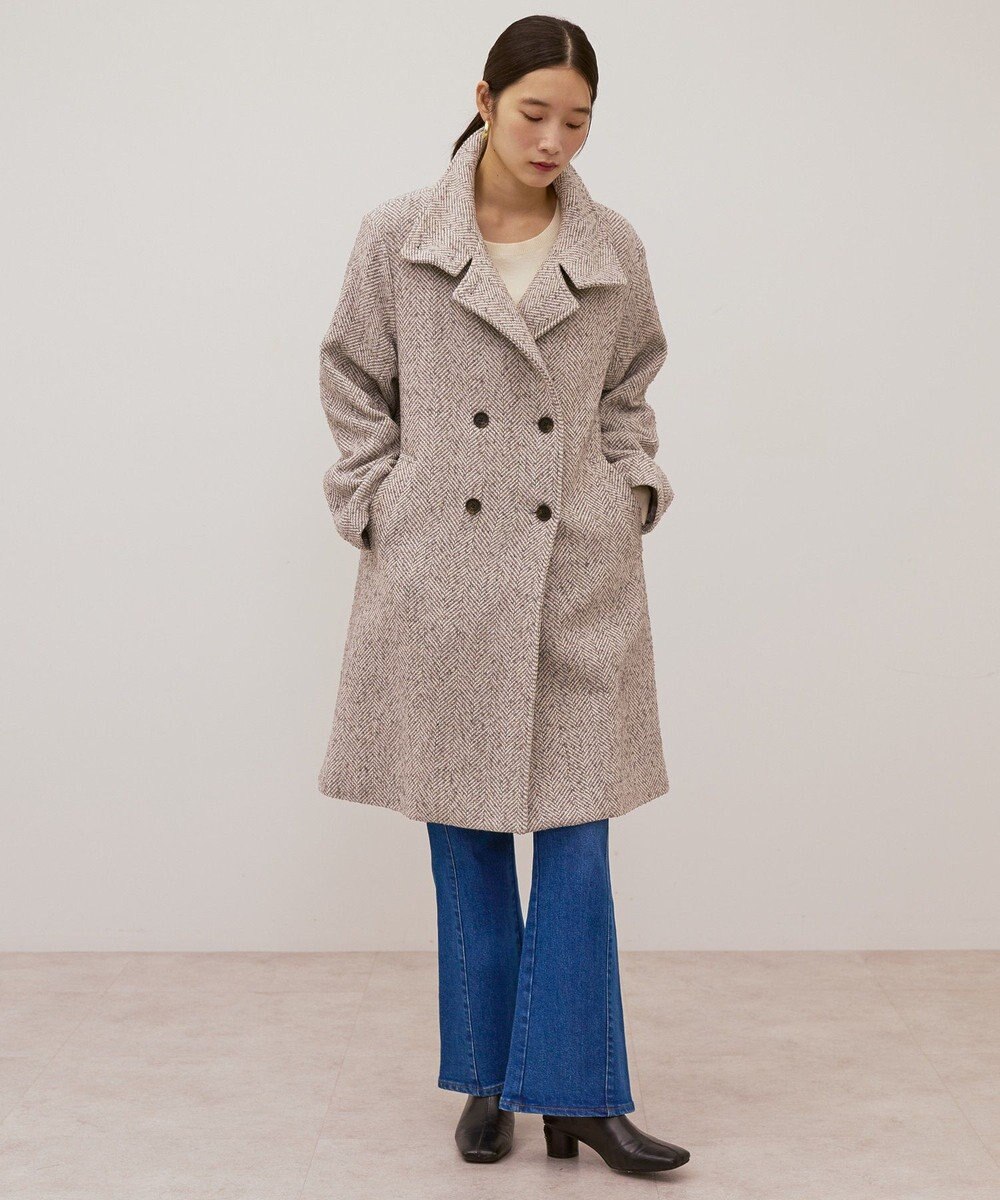 AMERICAN HOLIC ヘリンボーンスタンドカラーコート 