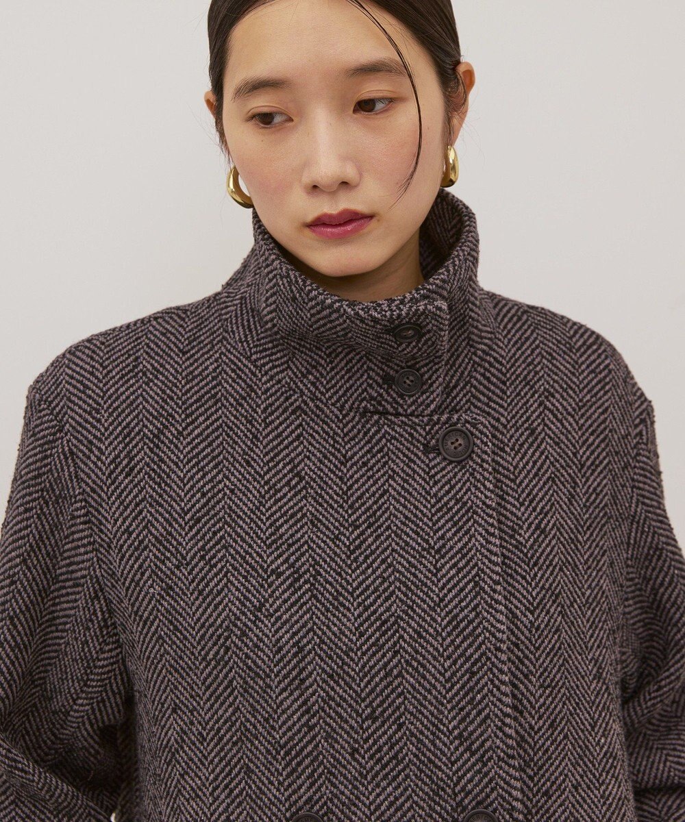 AMERICAN HOLIC ヘリンボーンスタンドカラーコート 