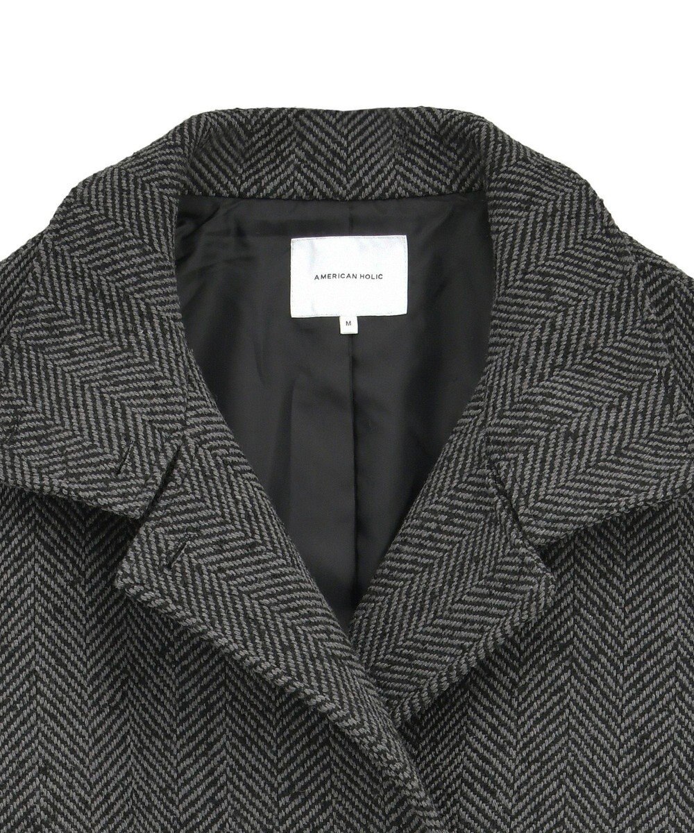 AMERICAN HOLIC ヘリンボーンスタンドカラーコート 
