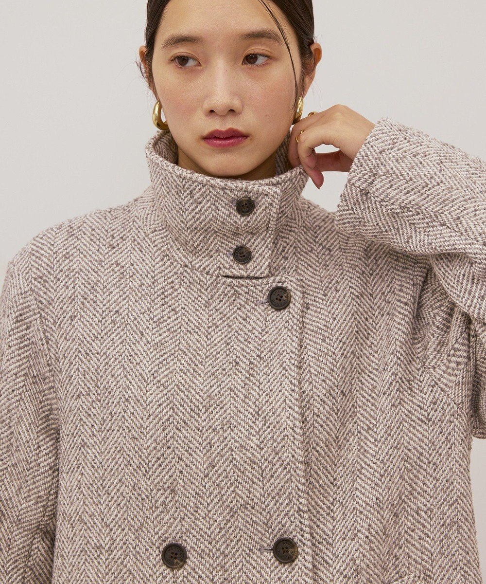 AMERICAN HOLIC ヘリンボーンスタンドカラーコート 