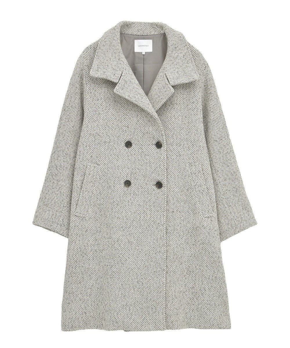 AMERICAN HOLIC ヘリンボーンスタンドカラーコート 