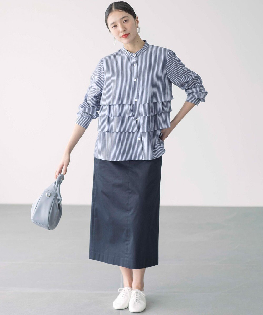 組曲 【WEB限定】サテンストレッチ Iラインスカート 