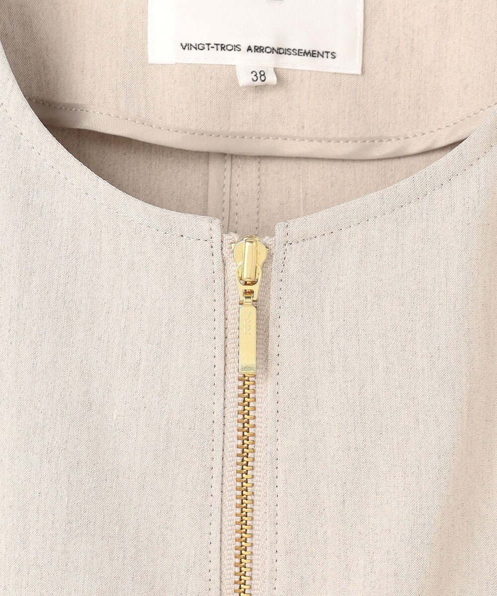 23区 リネンレーヨンストレッチ ノーカラー ブルゾン 