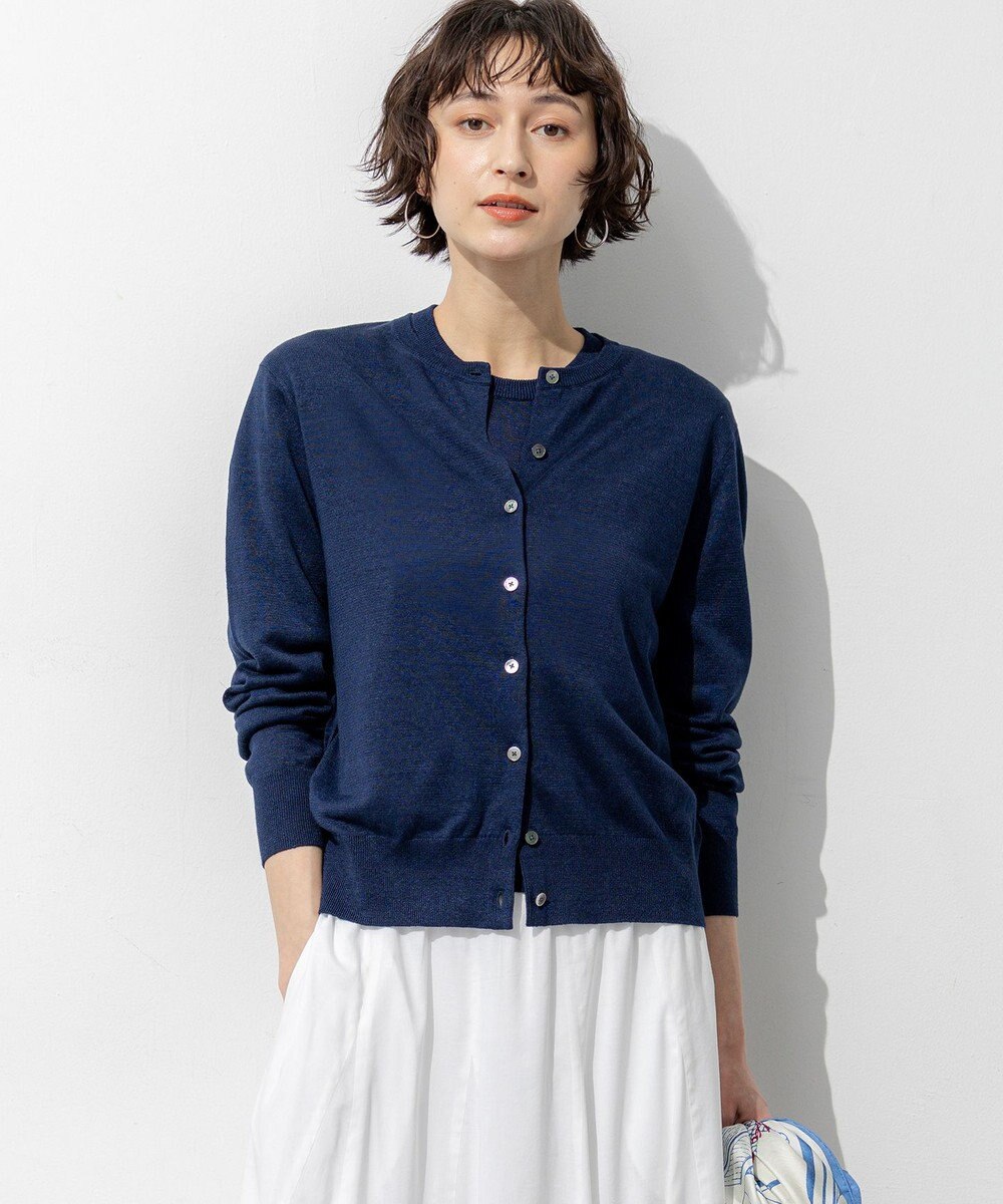 23区 【先行予約/見上愛さん着用】ピュアリネンハイゲージ カーディガン 
