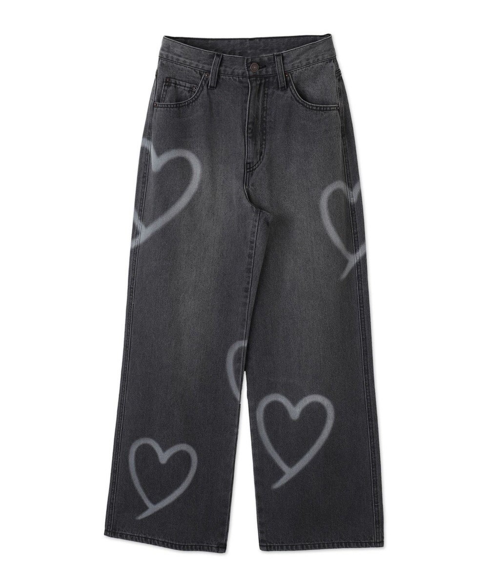 WEGO スプレーペイントストレートデニムパンツ 