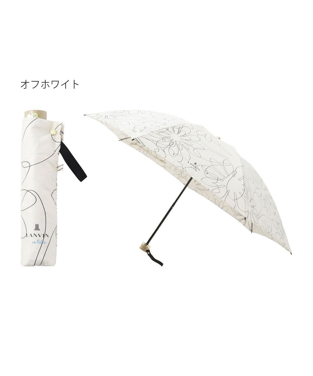 MOONBAT 【新色追加】ランバン オン ブルー 折りたたみ傘 フラワー柄サテンジャガードプリント 簡単開閉 