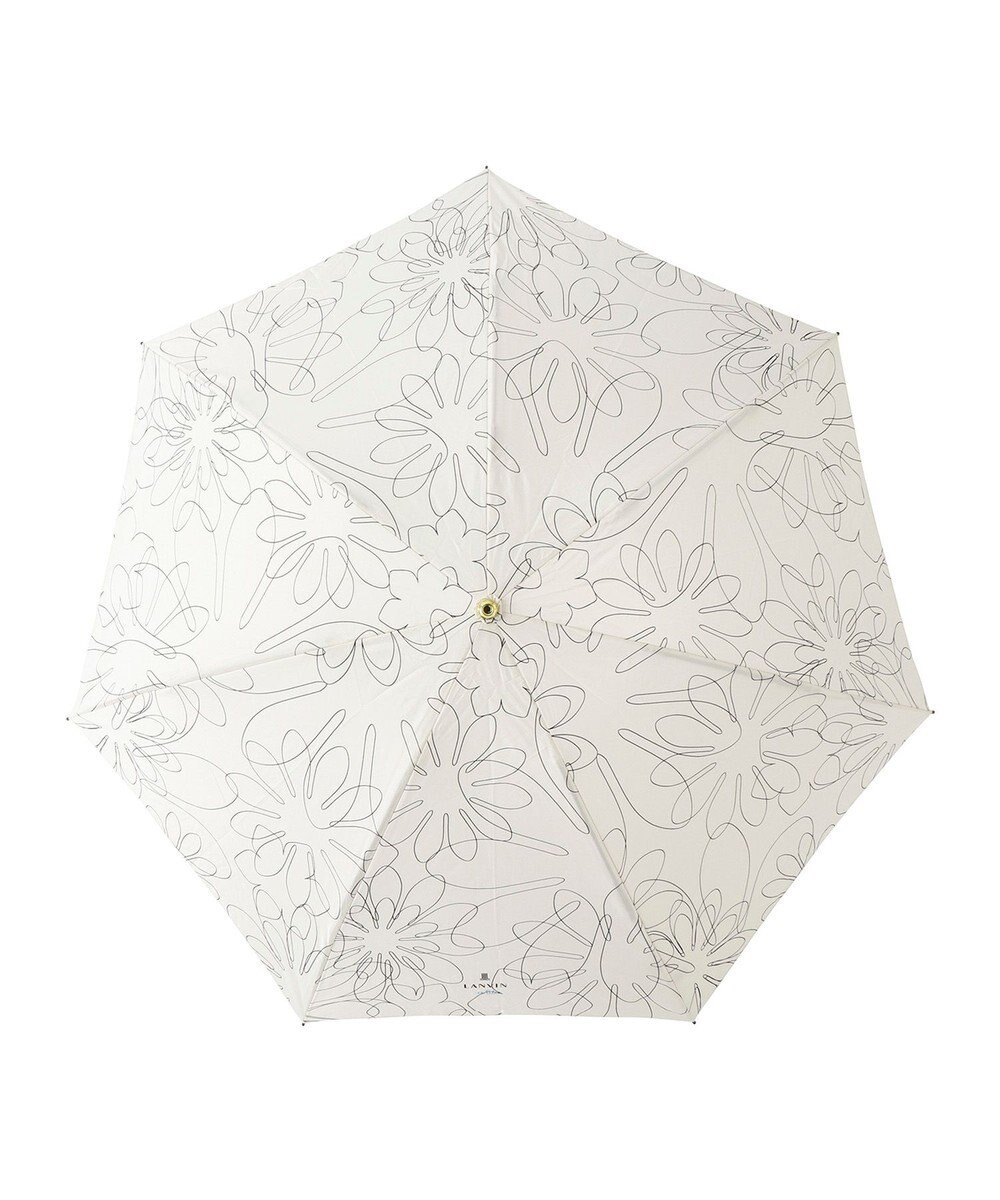 MOONBAT 【新色追加】ランバン オン ブルー 折りたたみ傘 フラワー柄サテンジャガードプリント 簡単開閉 