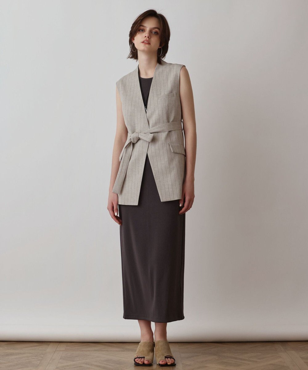 GRACE CONTINENTAL ストライプノーカラージレ 