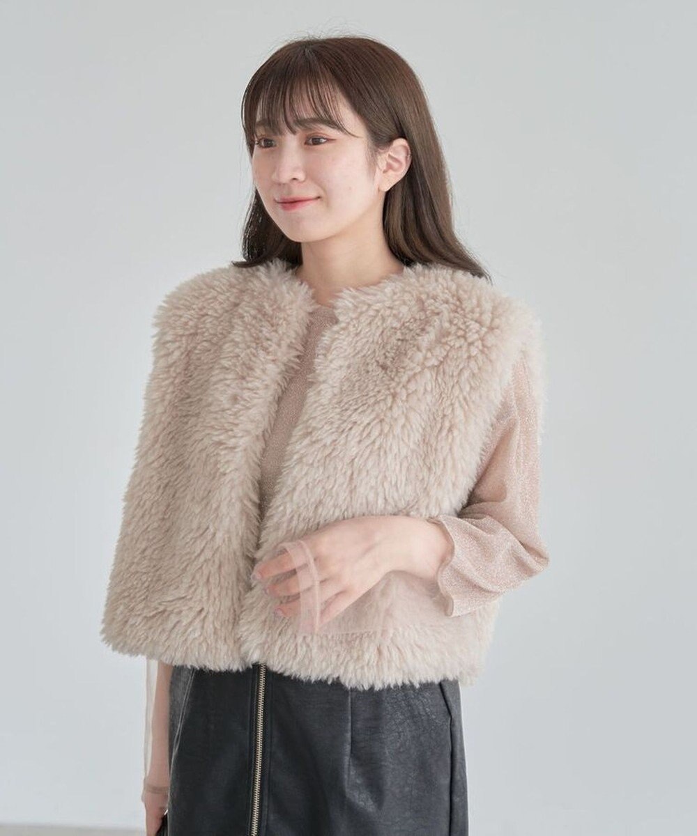 Green Parks 袖チュールドッキングラメプルオーバー 