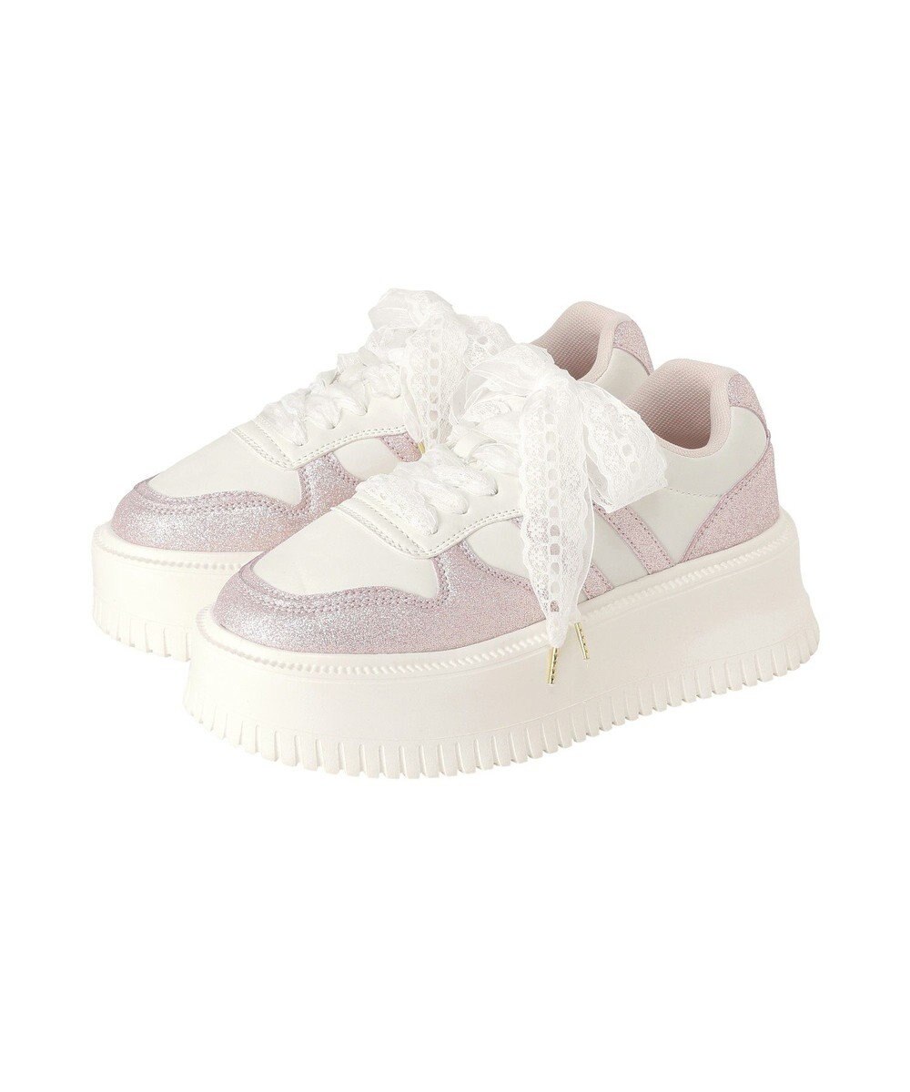 Maison de FLEUR レースリボン厚底スニーカー 