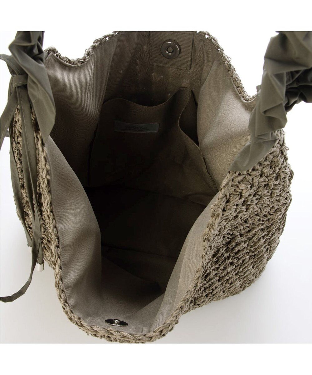 UNBILLION カシュカシュ cachecache / ドロストフリルハンドル地柄編みトート カゴバッグ 