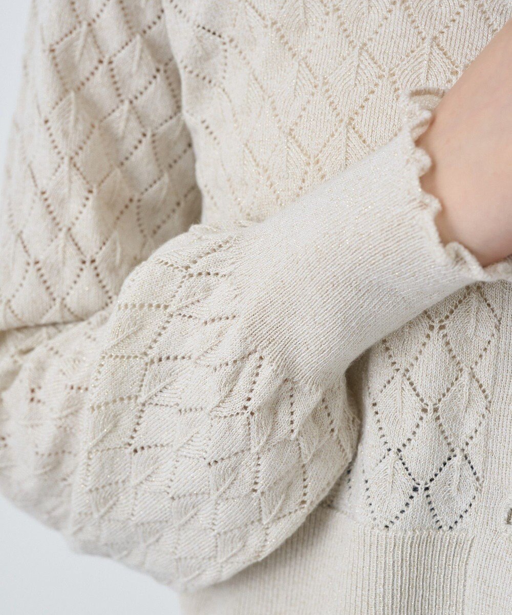 earth music&ecology シアースカラップ透かし編みカーディガン 